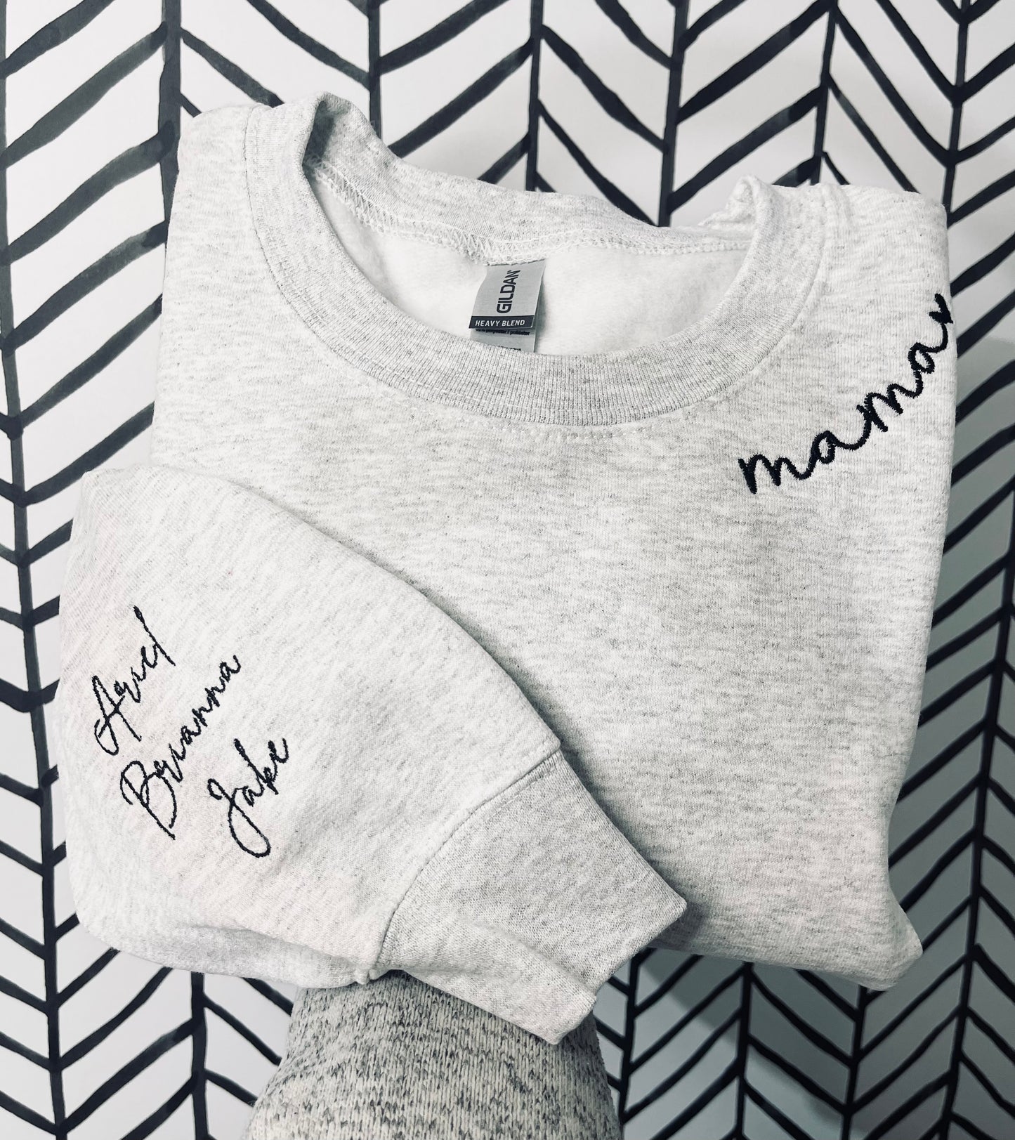 Personalized Mama Name Sleeve Sweatshirt