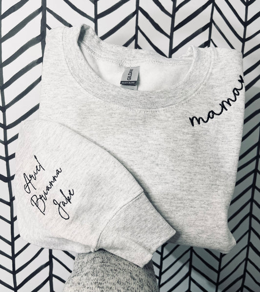 Personalized Mama Name Sleeve Sweatshirt